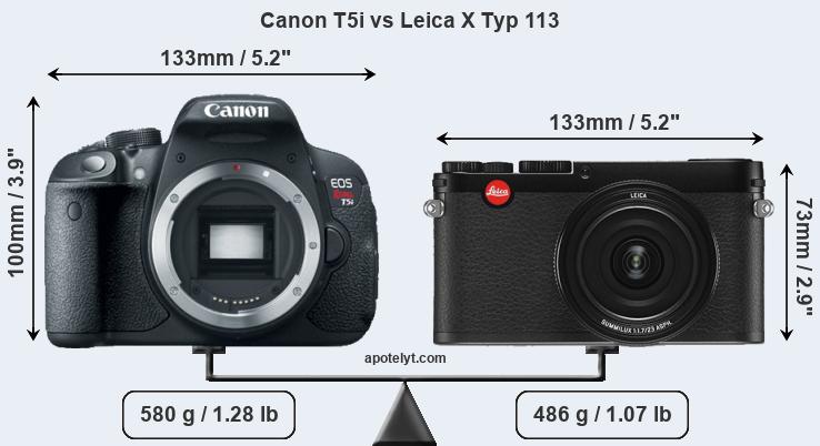 Size Canon T5i vs Leica X Typ 113