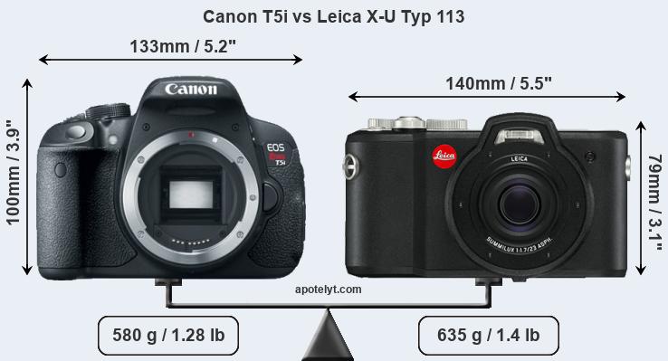 Size Canon T5i vs Leica X-U Typ 113