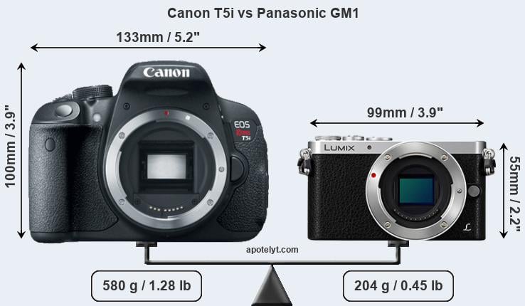 Size Canon T5i vs Panasonic GM1