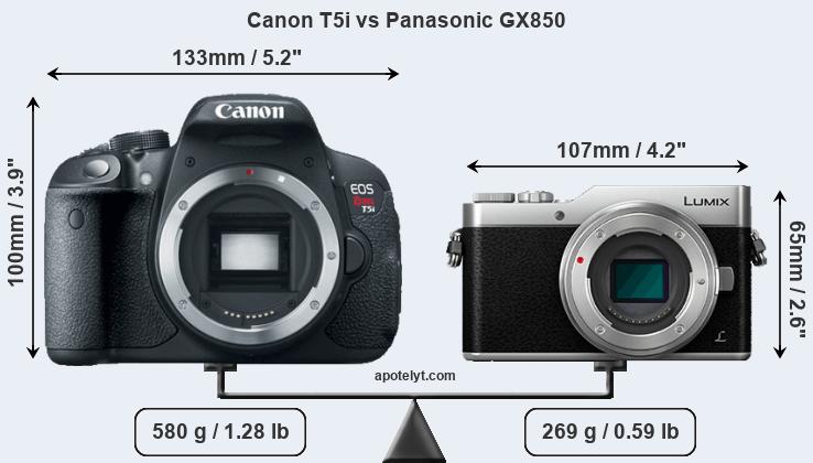 Size Canon T5i vs Panasonic GX850