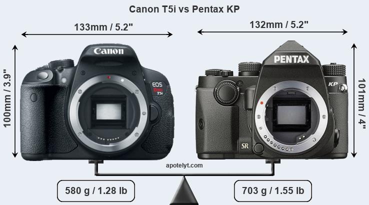 Size Canon T5i vs Pentax KP