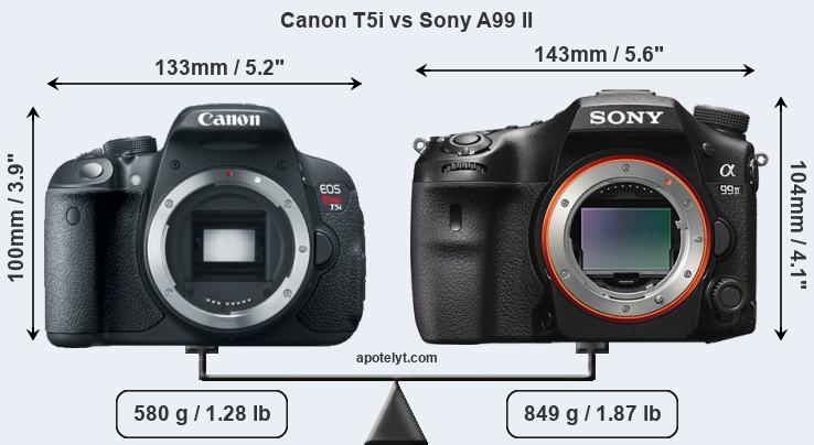 Size Canon T5i vs Sony A99 II