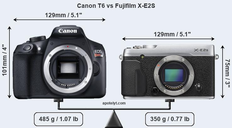 Size Canon T6 vs Fujifilm X-E2S