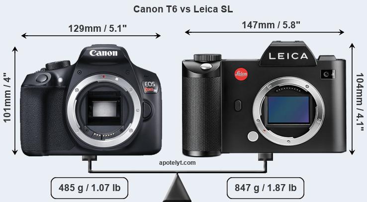 Size Canon T6 vs Leica SL