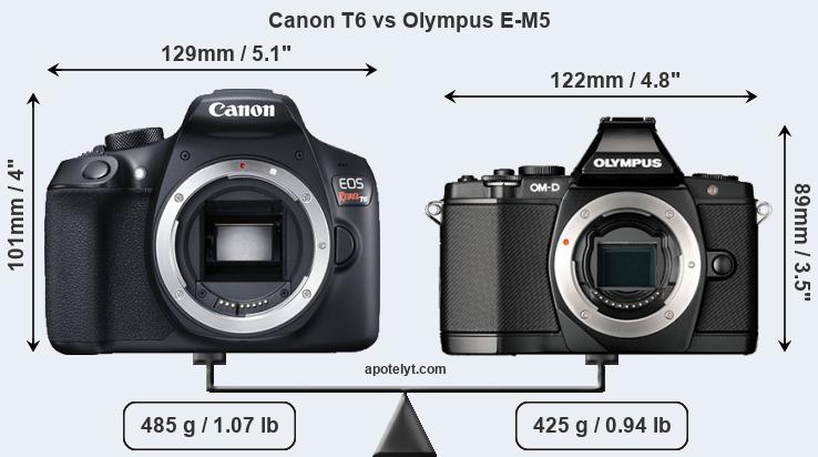 Size Canon T6 vs Olympus E-M5