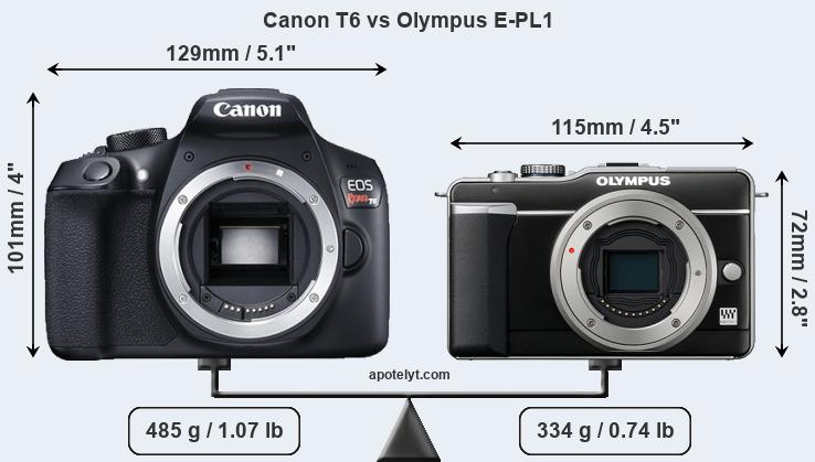 Size Canon T6 vs Olympus E-PL1