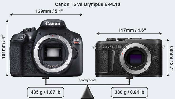 Size Canon T6 vs Olympus E-PL10