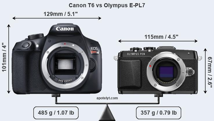 Size Canon T6 vs Olympus E-PL7
