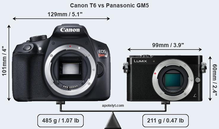 Size Canon T6 vs Panasonic GM5