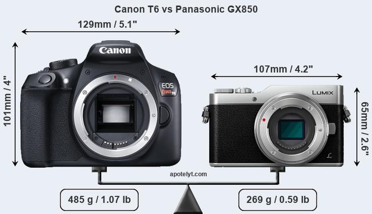 Size Canon T6 vs Panasonic GX850