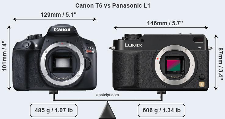Size Canon T6 vs Panasonic L1