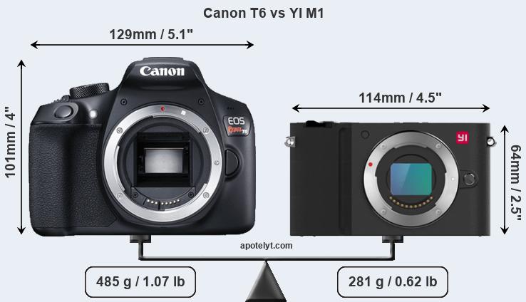 Size Canon T6 vs YI M1