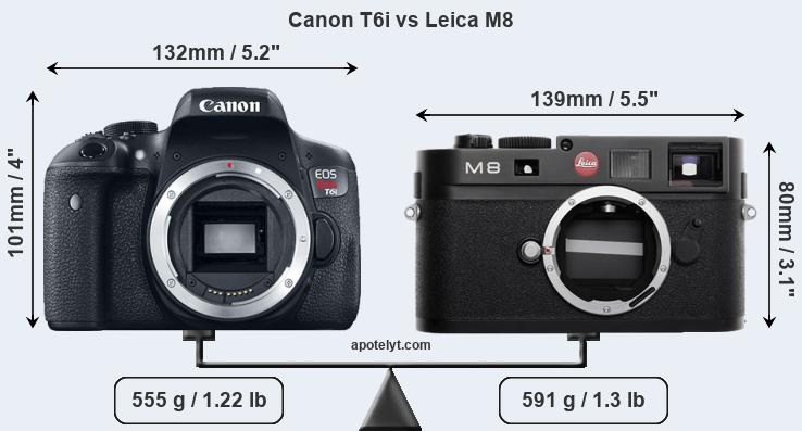 Size Canon T6i vs Leica M8