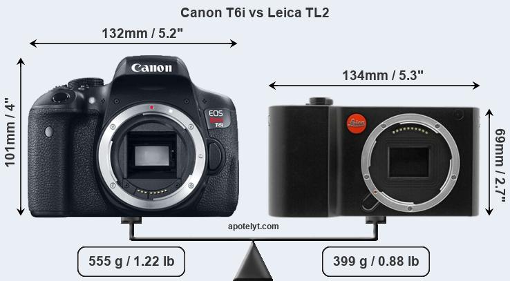 Size Canon T6i vs Leica TL2