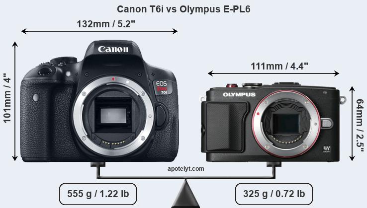 Size Canon T6i vs Olympus E-PL6