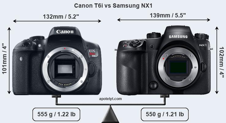 Size Canon T6i vs Samsung NX1