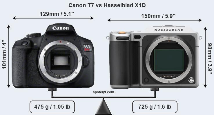 Size Canon T7 vs Hasselblad X1D