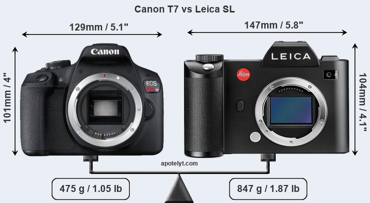 Size Canon T7 vs Leica SL