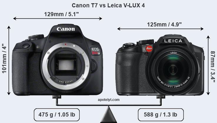 Size Canon T7 vs Leica V-LUX 4