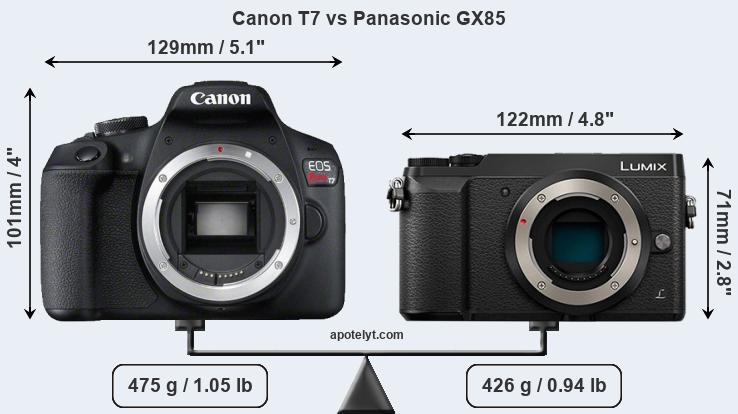 Size Canon T7 vs Panasonic GX85
