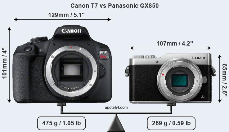 Size Canon T7 vs Panasonic GX850