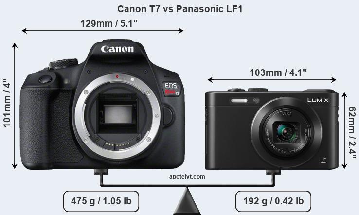 Size Canon T7 vs Panasonic LF1