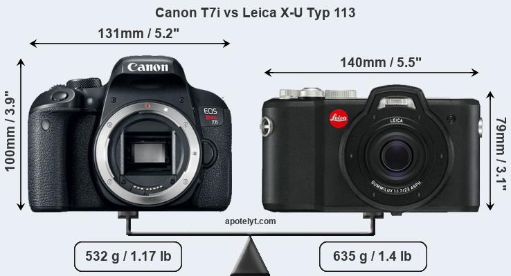 Size Canon T7i vs Leica X-U Typ 113