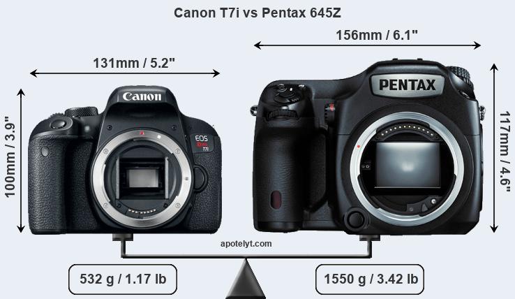 Size Canon T7i vs Pentax 645Z