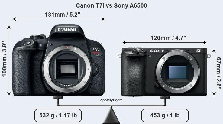 Size Canon T7i vs Sony A6500
