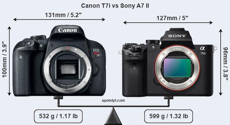 Size Canon T7i vs Sony A7 II