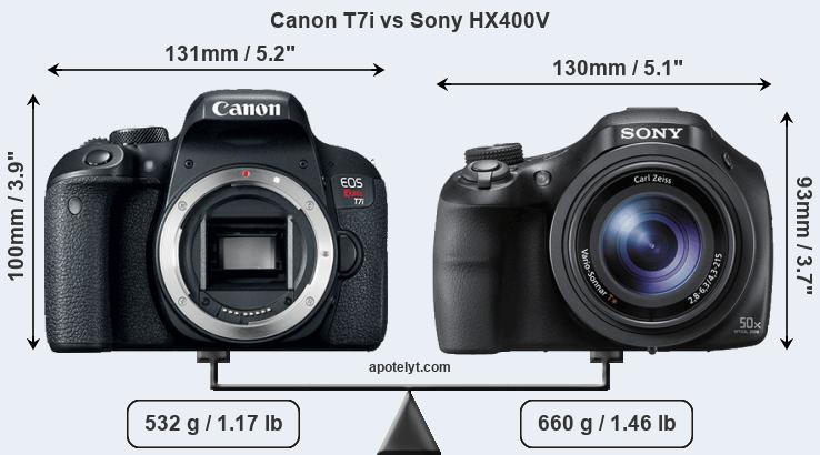 Size Canon T7i vs Sony HX400V