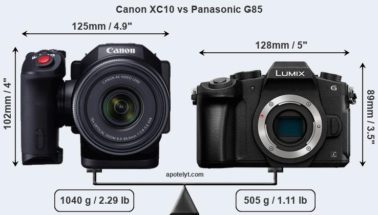 Size Canon XC10 vs Panasonic G85