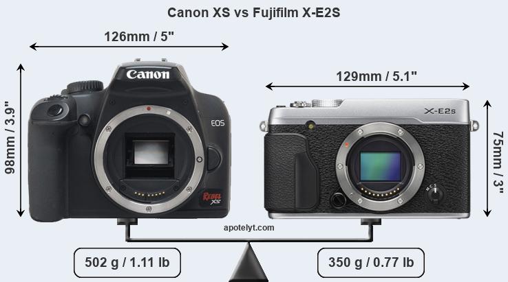 Size Canon XS vs Fujifilm X-E2S