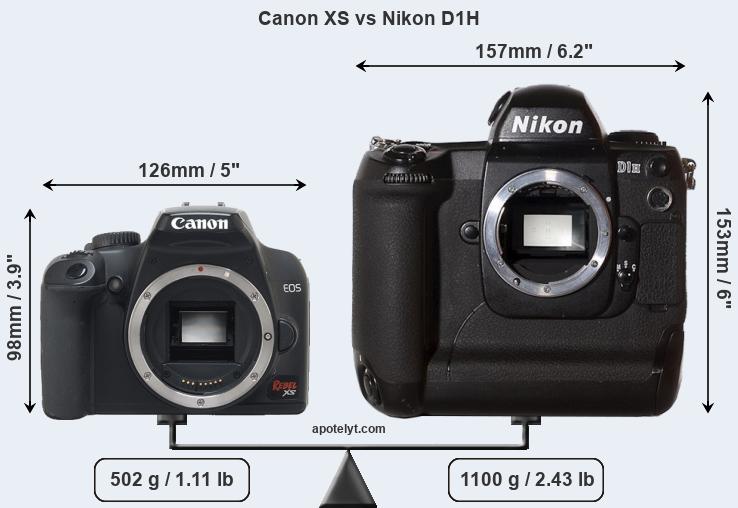 Size Canon XS vs Nikon D1H