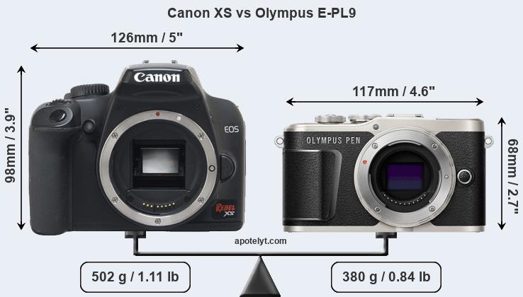 Size Canon XS vs Olympus E-PL9