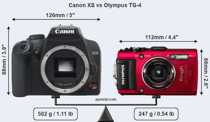 Size Canon XS vs Olympus TG-4