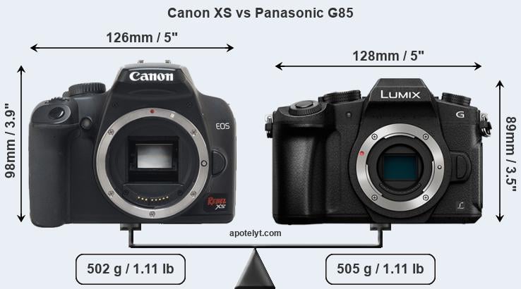 Size Canon XS vs Panasonic G85