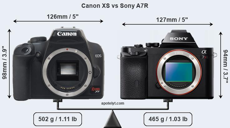 Size Canon XS vs Sony A7R