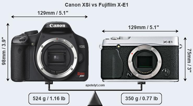 Size Canon XSi vs Fujifilm X-E1