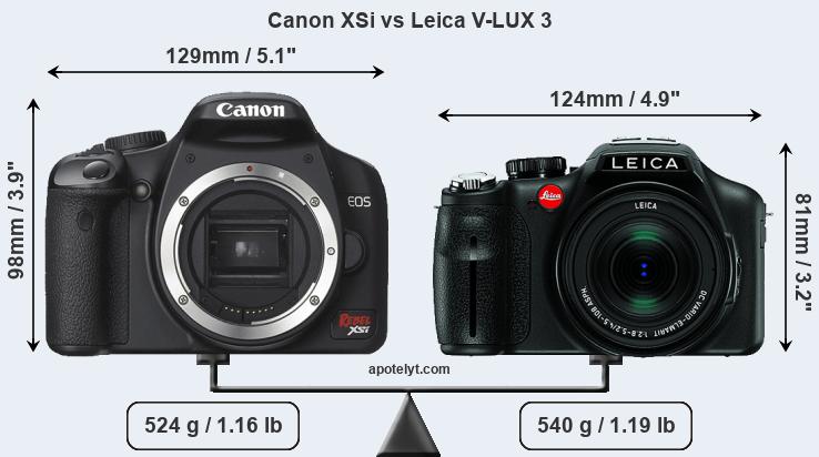 Size Canon XSi vs Leica V-LUX 3