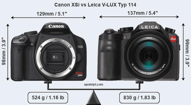 Size Canon XSi vs Leica V-LUX Typ 114
