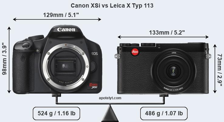 Size Canon XSi vs Leica X Typ 113