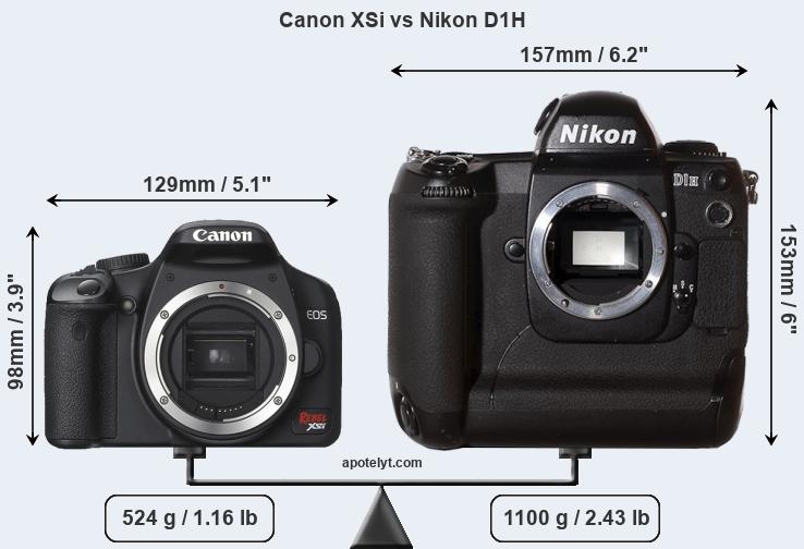 Size Canon XSi vs Nikon D1H