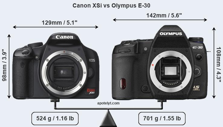 Size Canon XSi vs Olympus E-30