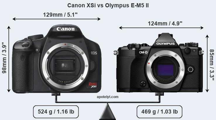 Size Canon XSi vs Olympus E-M5 II