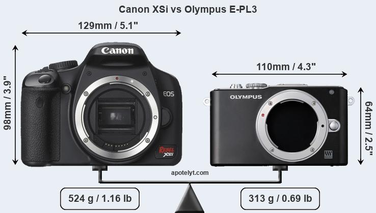 Size Canon XSi vs Olympus E-PL3