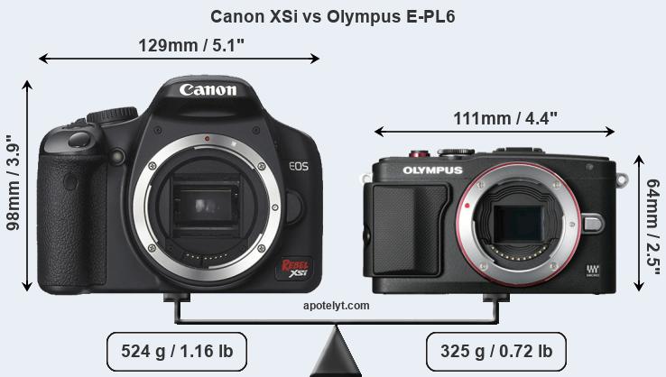 Size Canon XSi vs Olympus E-PL6