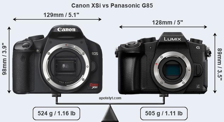 Size Canon XSi vs Panasonic G85