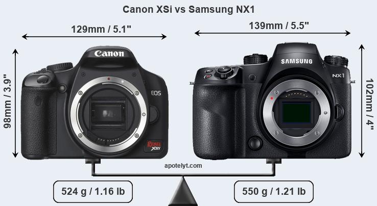 Size Canon XSi vs Samsung NX1