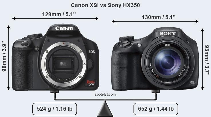 Size Canon XSi vs Sony HX350